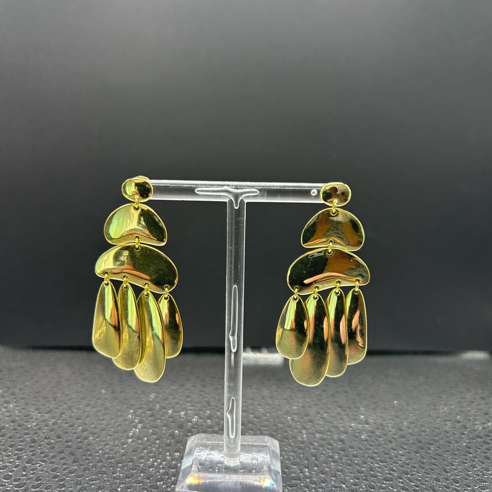 Melinda Maria Gold Statement Earrings with Art Deco Design